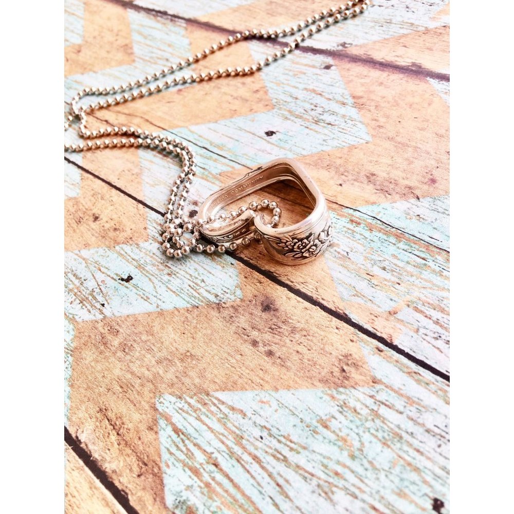 Floral Heart Silverware Necklace, Vintage  Queen Bess II Flatware, Spoon Theory - Picture 5 of 7